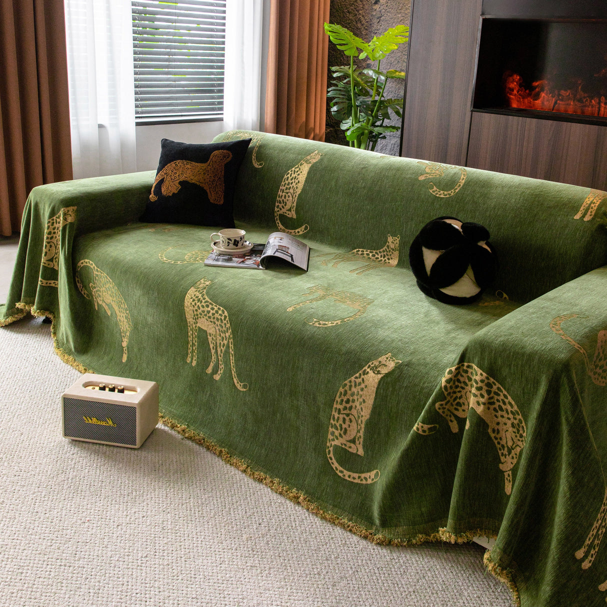 Leopard Sofa Cover Blanket Stylish Furniture Protector Throw for Couches & Loveseats