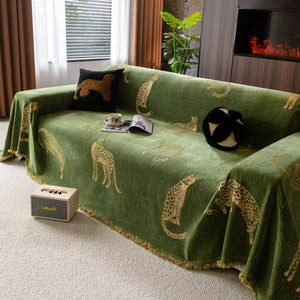 Leopard Sofa Cover Blanket Stylish Furniture Protector Throw for Couches & Loveseats