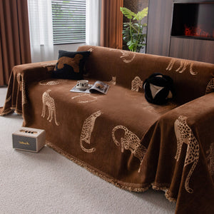 Leopard Sofa Cover Blanket Stylish Furniture Protector Throw for Couches & Loveseats