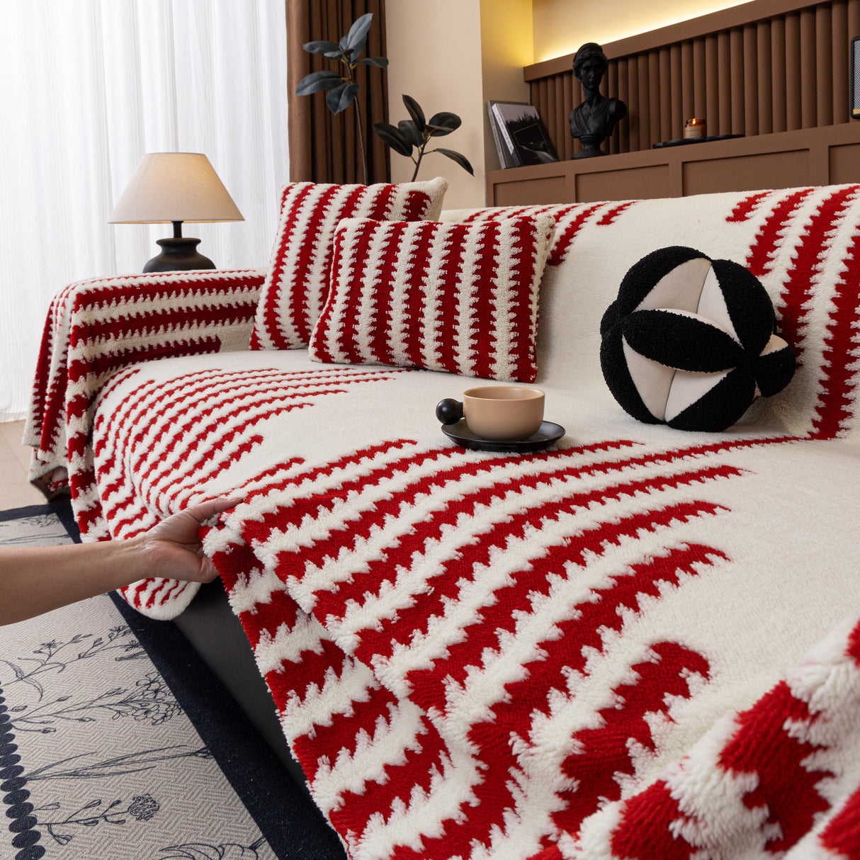 Jacquard Fleece Throw Blanket for Couch Plush Fuzzy Cozy Soft Blankets and Throws for Sofa