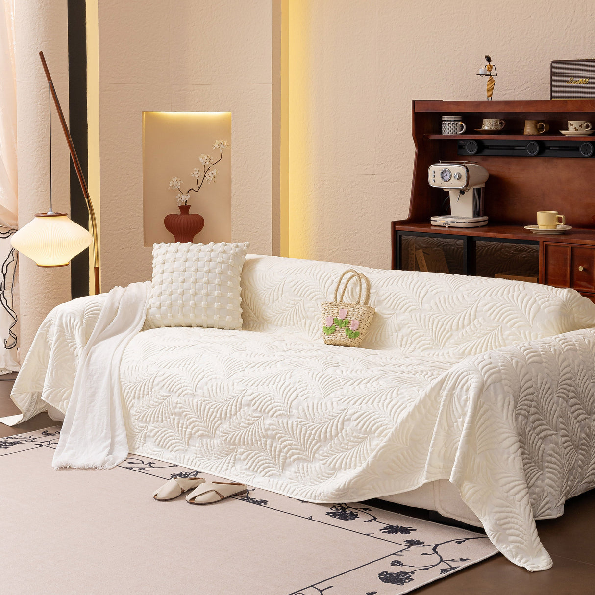 Cooling Quilted Non-Slip Furniture Protector for Pets & Kids, Washable Sofa Slipcover