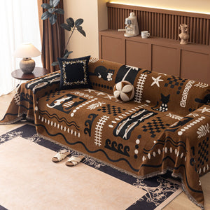 Boho Chic Woven Throw Blanket for Couch, Washable Couch Cover for Pets, Dogs, Cats