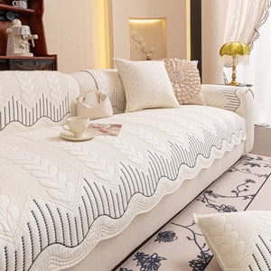 3D Quilted Thick Cotton Sofa Cover Non-Slip Couch Throw for Fabric & Leather Sofas