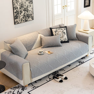 Baroque Sofa Cover – Quilted Cotton, Non-Slip, Washable with Ornate Embroidery