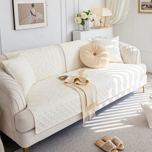 Cotton Quilted Sofa Cover, Non-Slip Couch Protector Fits Backrest, Seat & Armrest