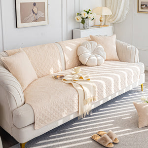 Cotton Quilted Sofa Cover, Non-Slip Couch Protector Fits Backrest, Seat & Armrest