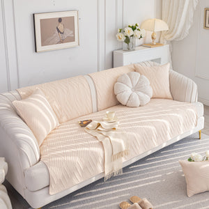 Quilted Geometric Cotton Sofa Cover, Non-Slip & Thick Padded Furniture Covers