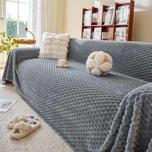 Thick Plush Non-Slip Sofa Throw Cover, Warm Soft Faux Fur Couch Protector for Winter