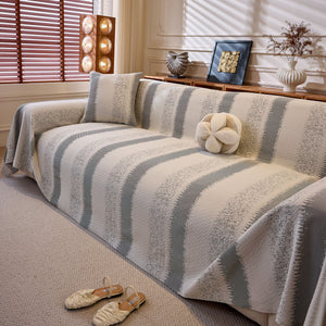 Modern Striped Couch Protector Blanket, Furniture Slipcover for L Shaped Sectionals