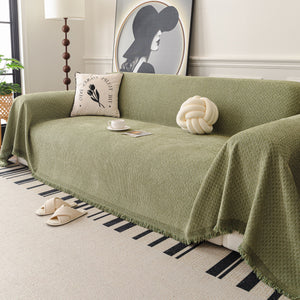 Textured Woven Modern Sofa Cover, Natural Blend Decorative Couch Throw Blanket