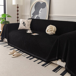 Textured Woven Modern Sofa Cover, Natural Blend Decorative Couch Throw Blanket