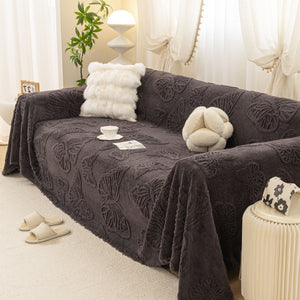 Luxury 3D Butterfly Jacquard Sofa Throw Blanket, Ultra-Soft Plush Fleece Couch Cover