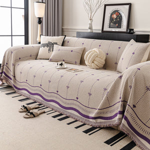 Chenille Couch Throw Cover Decorative Herringbone Sofa Blanket Protector for Couch