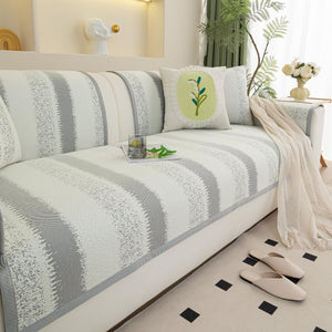 Striped Non-Slip Cooling Couch Cover, Summer Couch Pads for Seat Back Armrest