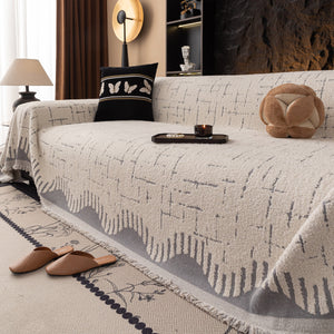 Chenille Sofa Cover Throw Blanket Woven Textured Decorative Furniture Slipcover