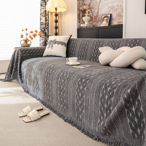 Sofa Cover Blanket Throw with Tassels, Decorative Furniture Protector for Dogs/Pets