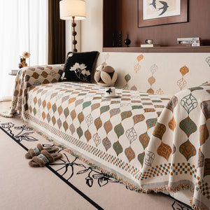 Boho Geometric Sofa Slipcovers Chenille Scratch Resistant Couch Protective Covers