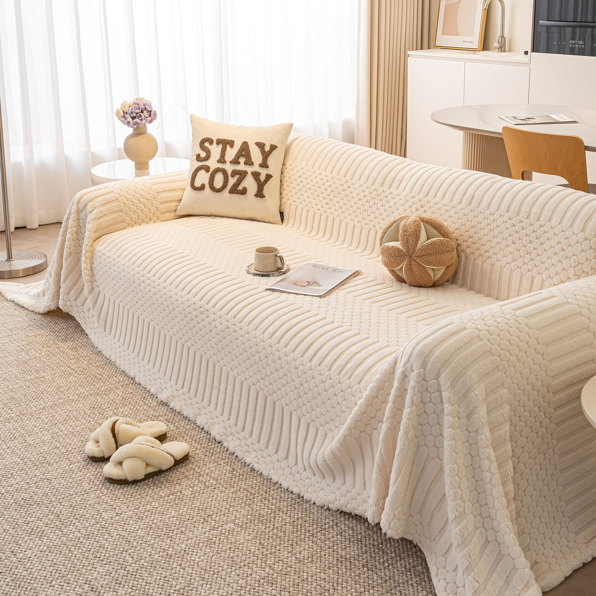 Boho 3D Geometric Throw Blanket for Couch, Luxurious Velvety Plush Fleece Sofa Cover