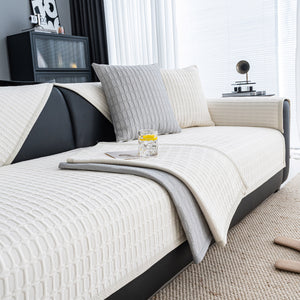 Geometric Textured Couch Slipcover Protector Non-Slip Ice Silk Sofa Cover for Couch