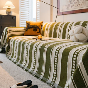 Bohemian Striped Sofa Cover, Decor Woven Throw for Couch, Loveseat, or Sectional