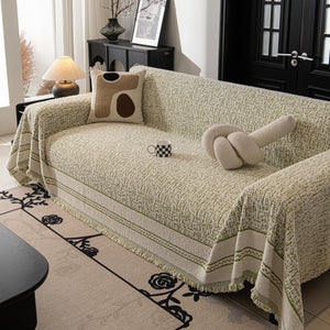 Textured Woven Furniture Protector for Couch, Rustic Farmhouse Sofa Throw Blanket