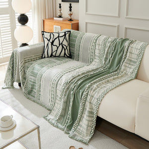 Chenille Sofa Cover Throw Blanket, Boho Geometric Scratch Proof Couch Protector