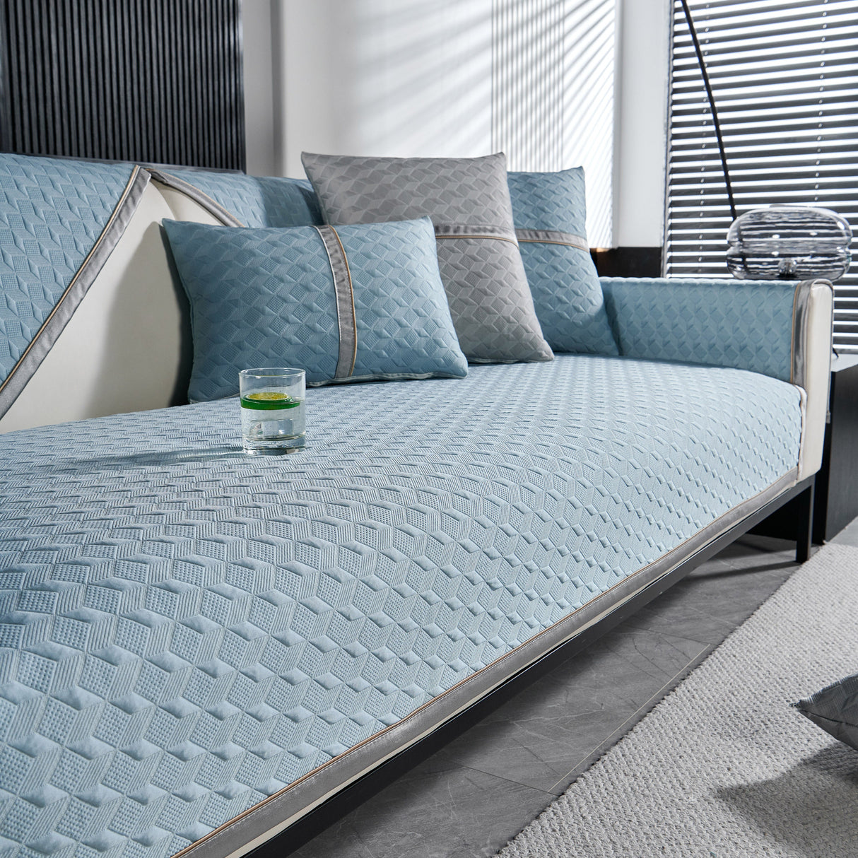 Geometric 3D Sofa Cover, Non-Slip Couch Protector for Seat, Backrest & Armrest