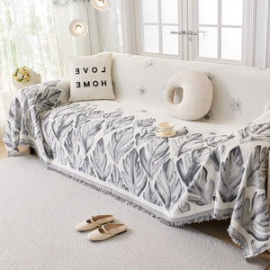 Soft Woven Leaf Couch Blanket, Pet-friendly Sectional Sofa Slipcover For Cats Dogs