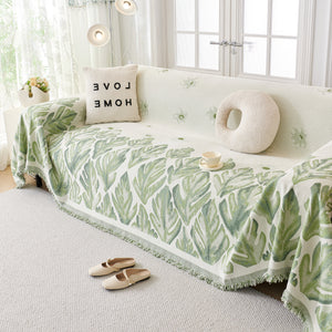 Soft Woven Leaf Couch Blanket, Pet-friendly Sectional Sofa Slipcover For Cats Dogs