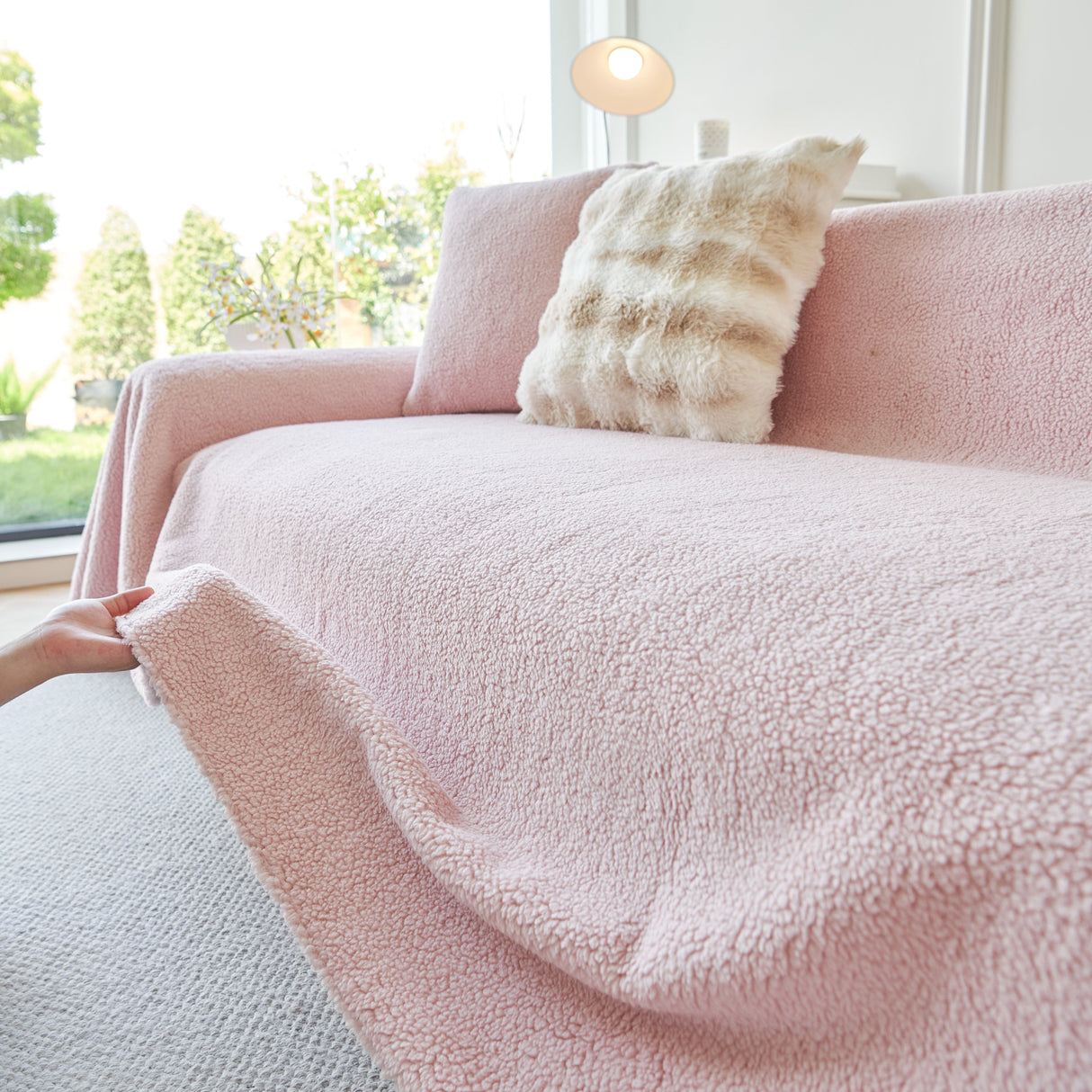 Thick Sherpa Fleece Sofa Protector Cover Stylish Durable Slipcovers for Couches and Chairs