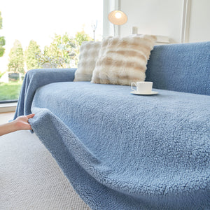 Thick Sherpa Fleece Sofa Protector Cover Stylish Durable Slipcovers for Couches and Chairs