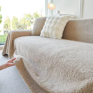Thick Sherpa Fleece Sofa Protector Cover Stylish Durable Slipcovers for Couches and Chairs