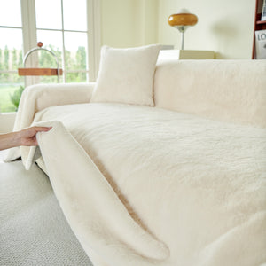 Faux Fur Smooth Plush Comfy Couch Covers, Soft Thicked Durable Blankets and Throws for Sofas