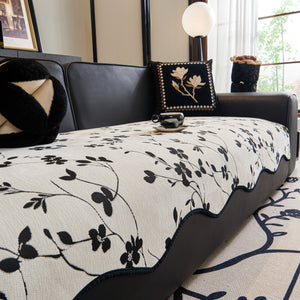 Floral Chenille Couch Cover, Non-Slip Sofa Slipcover Protector for Furniture