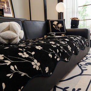 Floral Chenille Couch Cover, Non-Slip Sofa Slipcover Protector for Furniture