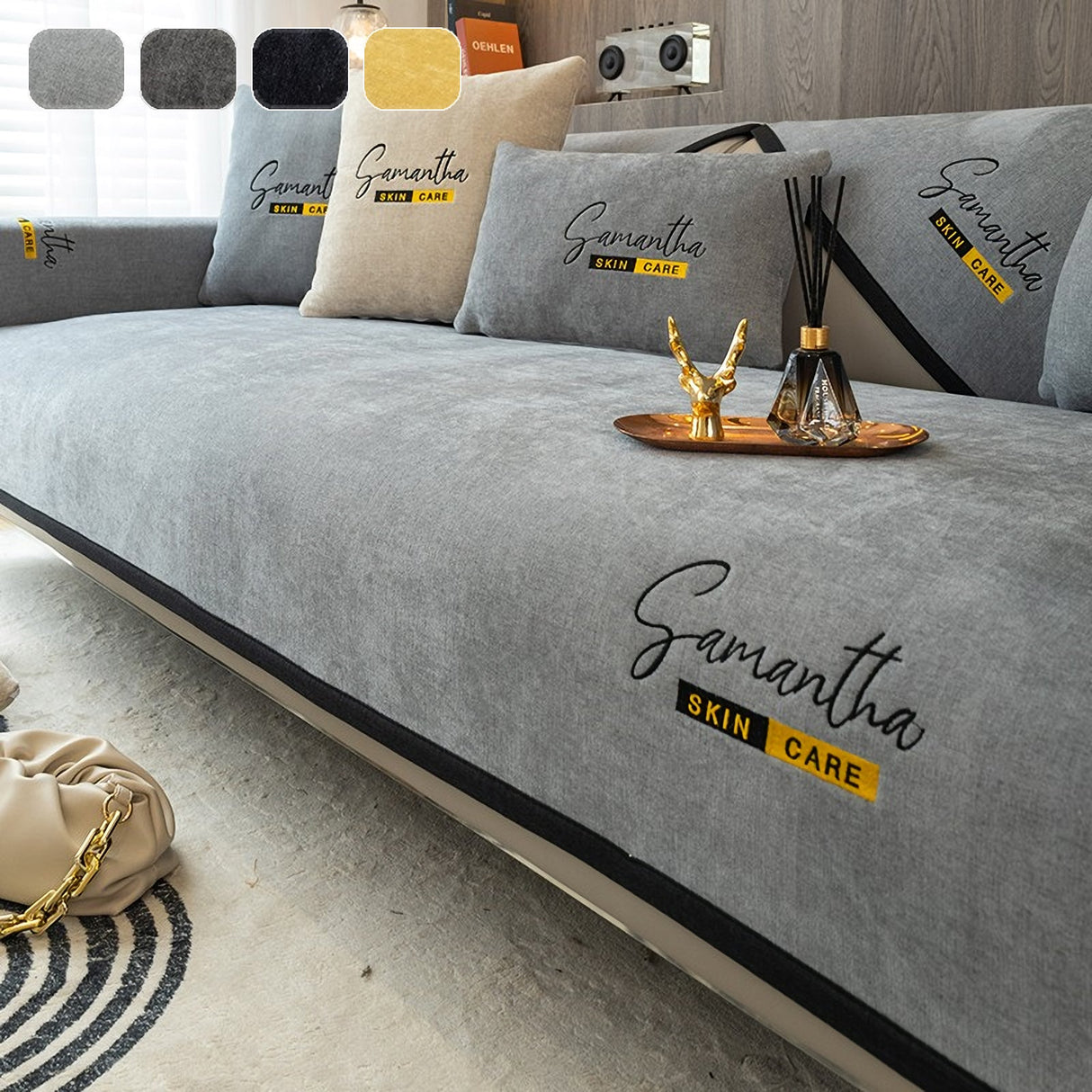 Non-Slip Cat Scratch Furniture Cover for Leather Sofas, Chenille Sofa Towels Covers I