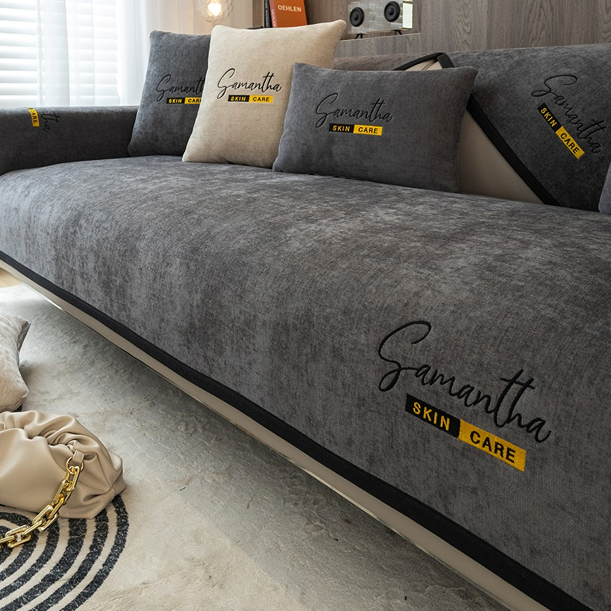 Non-Slip Cat Scratch Furniture Cover for Leather Sofas, Chenille Sofa Towels Covers I