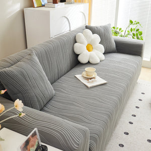 Textured Wave Stretch Sofa Couch Cover, Soft Washable Spandex Furniture Slipcovers