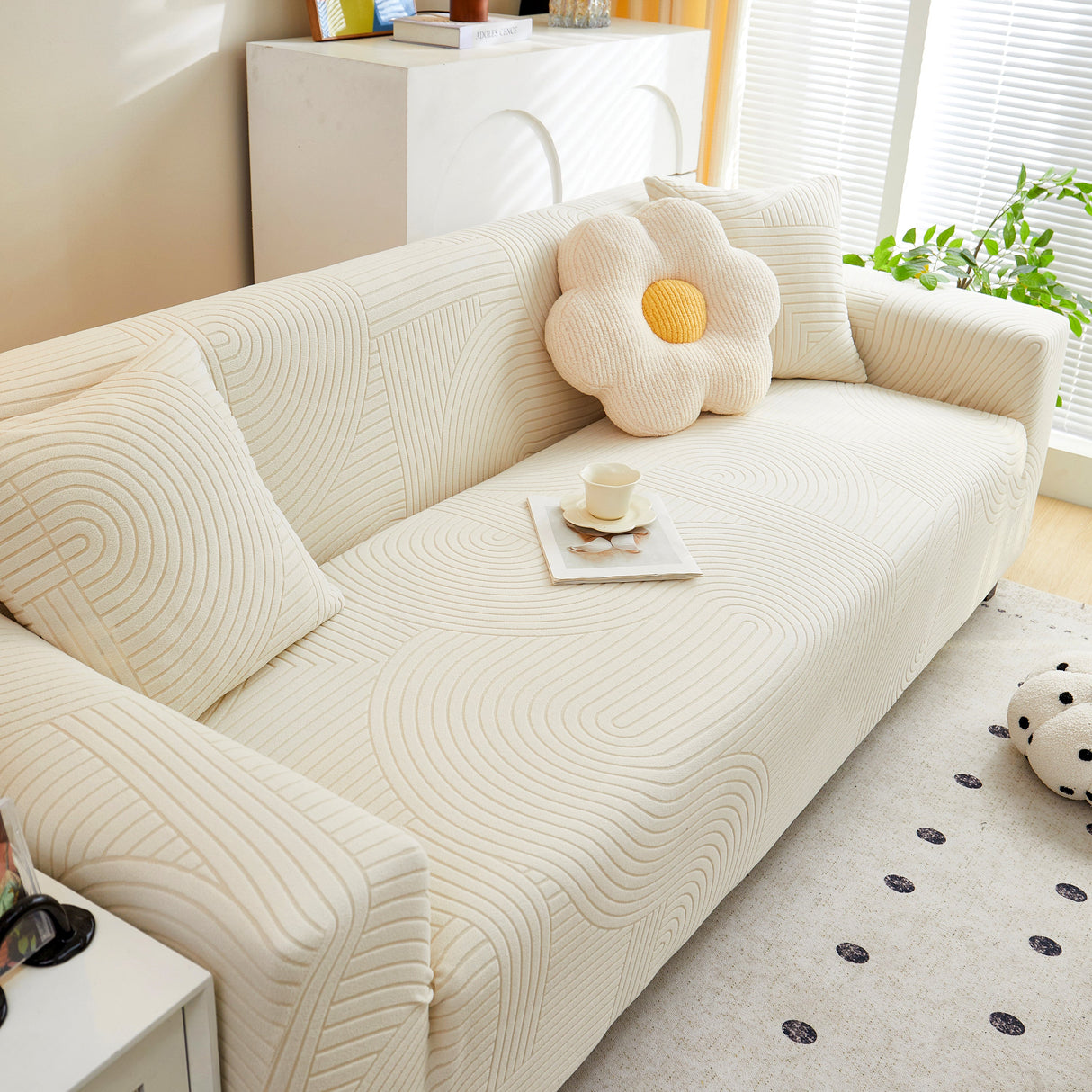 Fleece Stretch Sofa Slipcover Washable Soft Spandex Couch Cover Furniture Protector