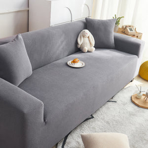 Grid Textured Stretch Sofa Cover, Soft Elastic Slipcover for Couch Protection
