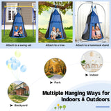 2-in-1 40 Inch Kids Hanging Chair Detachable Swing Tent Set-Green