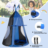2-in-1 40 Inch Kids Hanging Chair Detachable Swing Tent Set-Green
