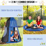 2-in-1 40 Inch Kids Hanging Chair Detachable Swing Tent Set-Green