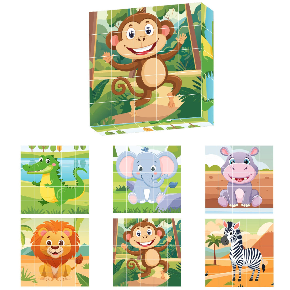 Contixo ST10 25-Piece Magnetic Jungle Animal Puzzle Blocks – 6 Puzzles in One by Contixo