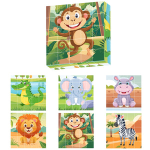 Contixo ST10 25-Piece Magnetic Jungle Animal Puzzle Blocks – 6 Puzzles in One by Contixo