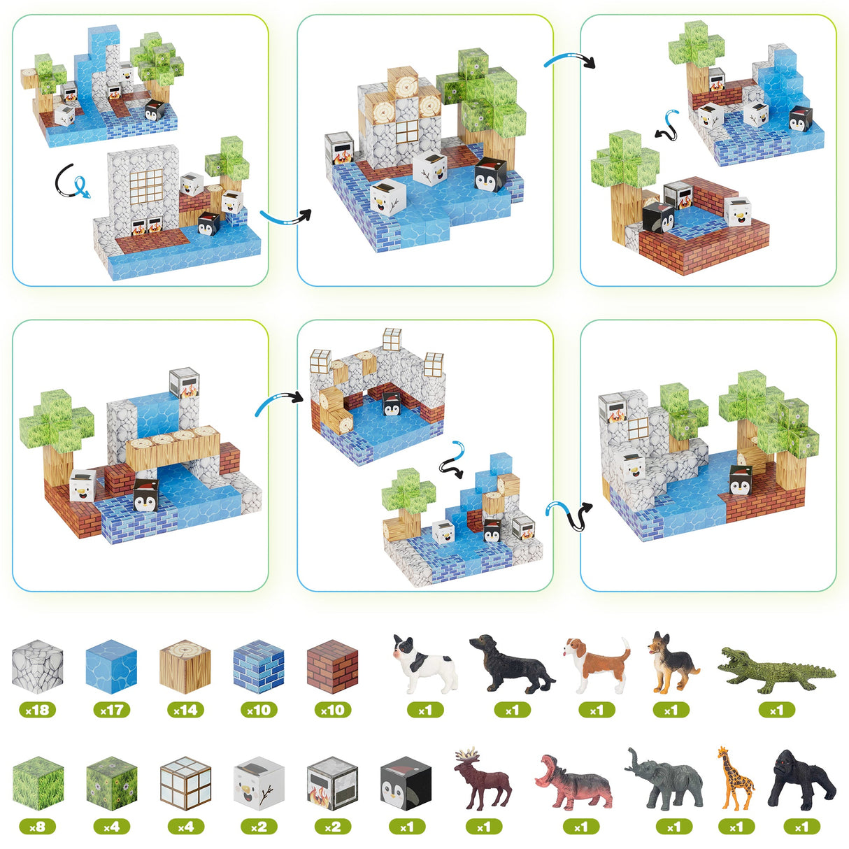 Contixo ST13 Magnetic Blocks, 100 PCS Magnetic Building Cube Game, Sensory Toys for Boys & Girls, STEM Stacking Toy Gifts for Age 3-12 by Contixo