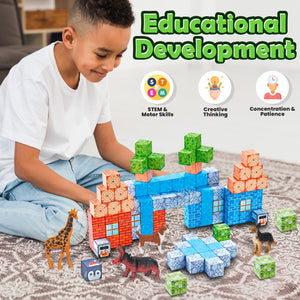 Contixo ST13 Magnetic Blocks, 100 PCS Magnetic Building Cube Game, Sensory Toys for Boys & Girls, STEM Stacking Toy Gifts for Age 3-12 by Contixo