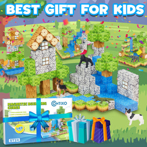 Contixo ST14 Magnetic Blocks, 145 PCS Magnetic Building Cube Game, Sensory Toys for Boys & Girls, STEM Stacking Toy Gifts for Age 3-12 by Contixo