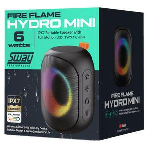 Sway Fire Flame Hydro Mini Waterproof Bluetooth Speaker Black by Sway