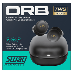 Sway Comfort Fit Ultra Portable True Wireless Headphones with Power Go Charging Case by Sway